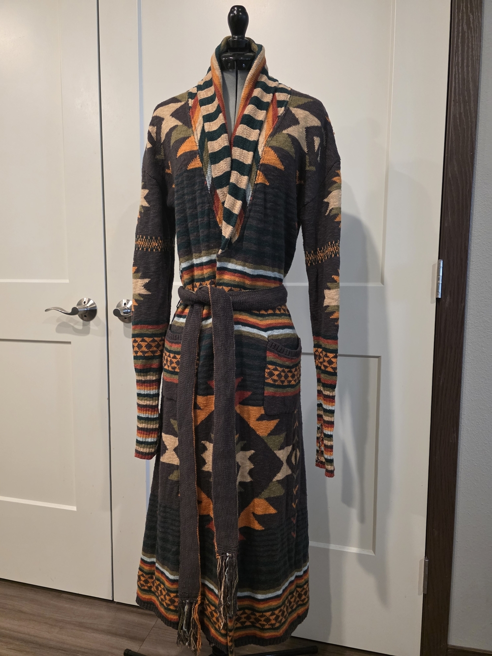 Faherty Multicolor Tribal Maxi Cardigan Dress